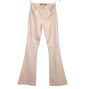 CLE Flare Boot Cut French Cream Nude Genuine Leather Jeans Pants 34 / 2